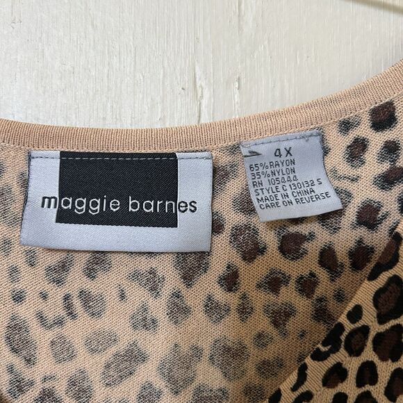 Maggie Barnes Top 4X Sleeveless Leopard Stretch Mob Wife Comfort - Picture 3 of 7